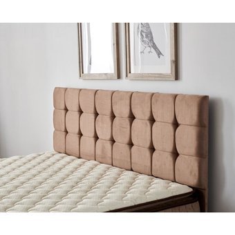 Niron Yatak W.Cotton 120x200 cm Başlıklı Yataklı Sandıklı Tek Kişilik Baza Seti Açık Kahve