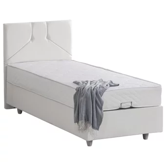 Setay Wick 120x200 cm Başlıklı Yataklı Sandıklı Tek Kişilik Baza Seti Beyaz