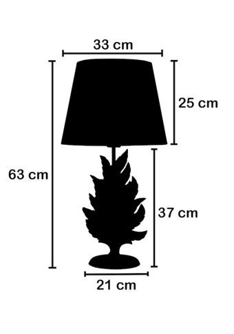 Qdec Modern Dizayn Yaprak Cobalt Siyah Tekli Metal - Kumaş Tek Ayak Abajur Siyah