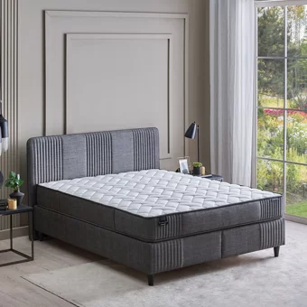 Yataş Wool Sense 120 x 200 cm Yataklı Başlıklı Çift Kişilik Sandıklı Baza Seti Koyu Gri