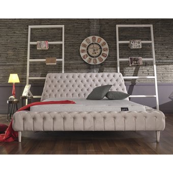 Niva Baza Chester 180 x 200 cm Başlıklı Çift Kişilik Baza Seti Krem