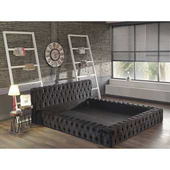 Niva Baza Black Pearl 160 x 200 cm Başlıklı Çift Kişilik Baza Seti Siyah