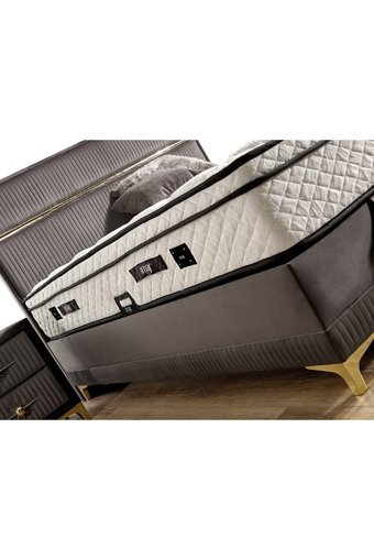 İmaj Deluxe 140 x 190 cm Yataklı Başlıksız Çift Kişilik Sandıklı Baza Gri