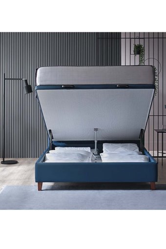 Yataş Bedding Power Up 140 x 200 cm Başlıklı Çift Kişilik Sandıklı Baza Seti Lacivert