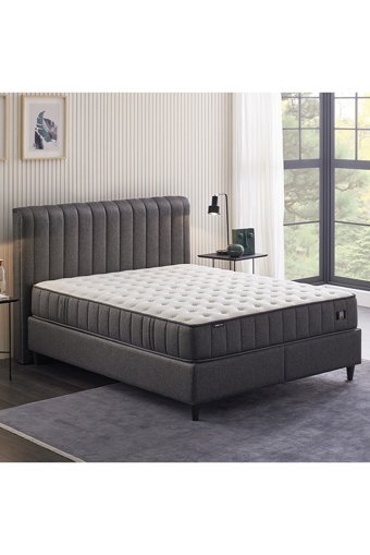 Yataş Lento 140 x 190 cm Yataklı Başlıklı Çift Kişilik Sandıklı Baza Seti Siyah