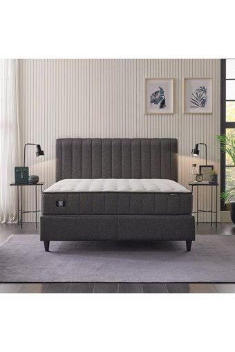 Yataş Lento 120 x 200 cm Yataklı Başlıklı Çift Kişilik Sandıklı Baza Seti Siyah