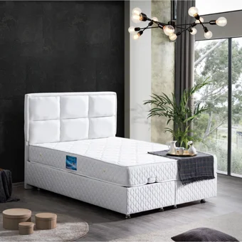 Setay Orthosoft 200 x 160 cm Ayrılabilen Yataklı Başlıklı Çift Kişilik Sandıklı Baza Seti Beyaz