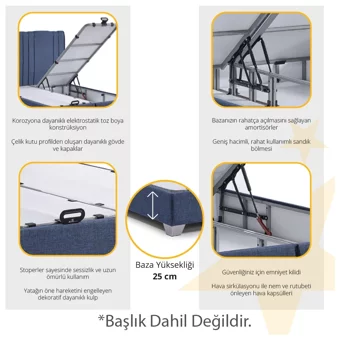 Armis Premium 200 x 200 cm Başlıksız Çift Kişilik Sandıklı Baza Beyaz