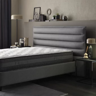 Yataş Canto 140 x 190 cm Yataklı Başlıklı Çift Kişilik Sandıklı Baza Seti Gri