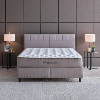 Yataş Supreme Sleep 150 x 200 cm Yataklı Başlıklı Çift Kişilik Sandıklı Baza Seti Bej