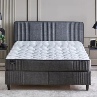 Yataş Wool Sense 160 x 200 cm Yataklı Başlıklı Çift Kişilik Sandıklı Baza Seti Koyu Gri