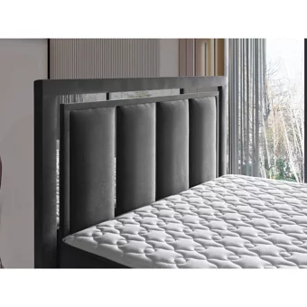 Arleno Bedding Polaris 160 x 200 cm Ayrılabilen Yataklı Başlıklı Çift Kişilik Sandıklı Baza Seti Antrasit