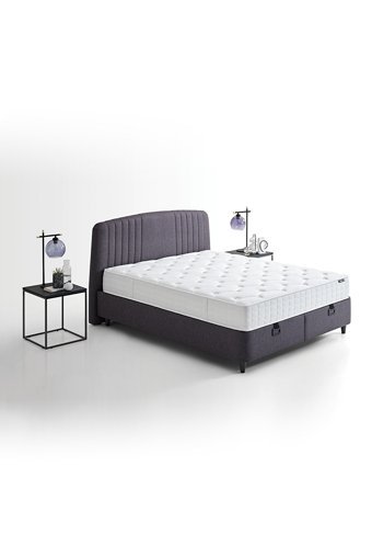 Yataş Canto 140 x 200 cm Yataklı Başlıklı Çift Kişilik Sandıklı Baza Seti Antrasit