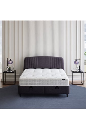Yataş Canto 140 x 200 cm Yataklı Başlıklı Çift Kişilik Sandıklı Baza Seti Antrasit