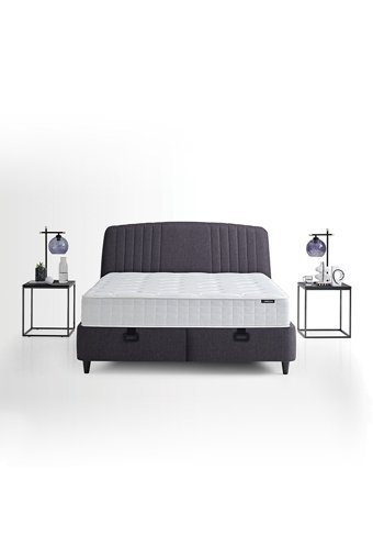 Yataş Canto 140 x 190 cm Yataklı Başlıklı Çift Kişilik Sandıklı Baza Seti Antrasit