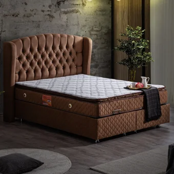 Setay Nice 200 x 150 cm Ayrılabilen Yataklı Başlıklı Çift Kişilik Sandıklı Baza Seti Kahverengi