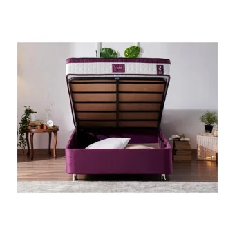 Niron Yatak Violet 120x200 cm Başlıklı Yataklı Sandıklı Tek Kişilik Baza Seti Mor