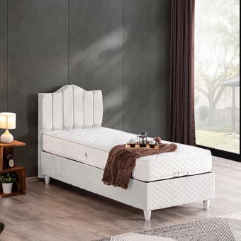 Cesur Trend 120x200 cm Başlıklı Yataklı Sandıklı Tek Kişilik Baza Seti Beyaz