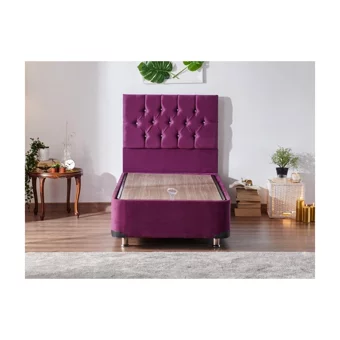 Niron Yatak Violet 90x190 cm Başlıklı Sandıklı Tek Kişilik Baza Seti Mor