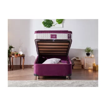 Niron Yatak Violet 90x190 cm Başlıklı Sandıklı Tek Kişilik Baza Seti Mor