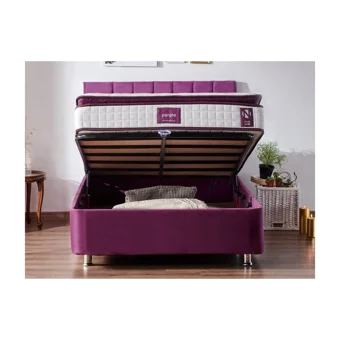 Niron Yatak Purple 120x200 cm Başlıklı Yataklı Sandıklı Tek Kişilik Baza Seti Mor