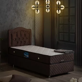 Setay Şah 120x200 cm Başlıklı Yataklı Sandıklı Tek Kişilik Baza Seti Antrasit Gri
