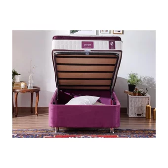 Niron Yatak Purple 80x200 cm Başlıklı Sandıklı Tek Kişilik Baza Seti Mor