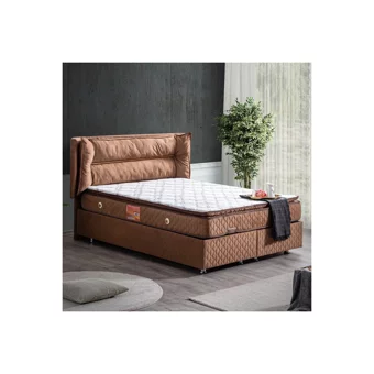 Setay Barselona 90x190 cm Başlıklı Yataklı Sandıklı Tek Kişilik Baza Seti Kahverengi