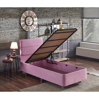 Niron Yatak Pinky 120x200 cm Başlıklı Sandıklı Tek Kişilik Baza Seti Pembe