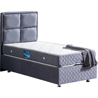 Setay Grand 120x200 cm Başlıklı Yataklı Sandıklı Tek Kişilik Baza Seti Mavi