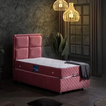 Setay Grand 100x200 cm Başlıklı Yataklı Sandıklı Tek Kişilik Baza Seti Pembe