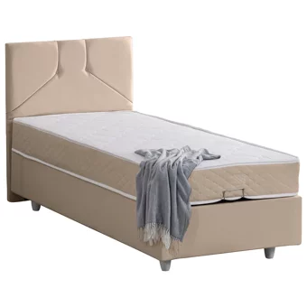 Setay Wick 90x200 cm Başlıklı Yataklı Sandıklı Tek Kişilik Baza Seti Bej