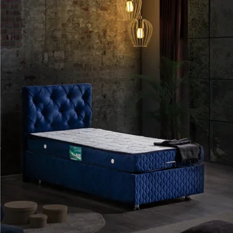 Setay Vita 100x200 cm Başlıklı Yataklı Sandıklı Tek Kişilik Baza Seti Lacivert
