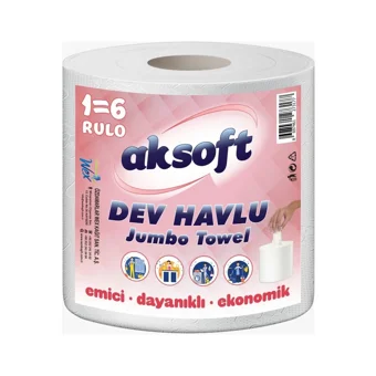 Aksoft Dev 2 Katlı 6'lı Rulo Kağıt Havlu