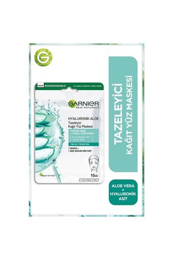 Garnier Tazeleyici Yoğun Nem + Canlı Görünüm Aloe Veralı Nemlendiricili Kağıt Yüz Maskesi