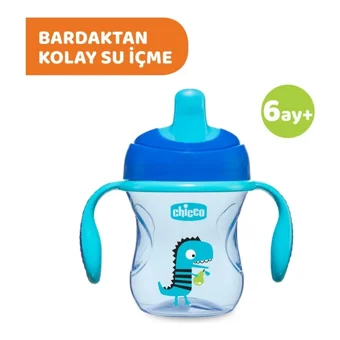 Chicco Akıtmaz Kulplu 6+ Ay 200 ml Alıştırma Bardağı Yeşil-Mavi