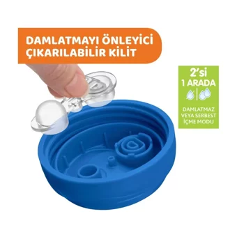 Chicco Akıtmaz Kulplu 6+ Ay 200 ml Alıştırma Bardağı Yeşil-Mavi