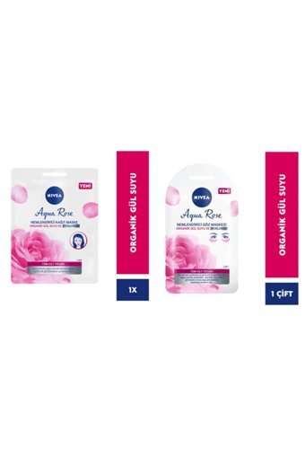 Nivea Aqua Rose Nemlendiricili Soyulabilir Kağıt Yüz Maskesi + Göz Maskesi