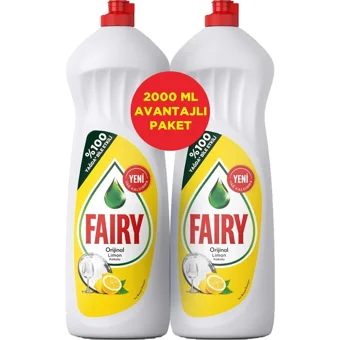 Fairy Orijinal Limon Kokulu Sıvı El Bulaşık Deterjanı 2x1 lt