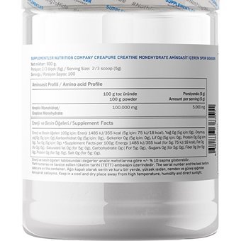 Supplementler Creatine Monohydrate Aromasız Kapsül Kreatin 500 gr