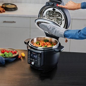 Instant Pot Duo Crisp 1500 W Paslanmaz Çelik 6.2 lt Hazneli Dokunmatik Zamanlayıcılı Çok Amaçlı Buharlı Pişirici Siyah