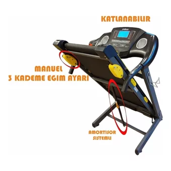 Proforce Pasifik 15 Program 110 Kg Kapasiteli Katlanabilir Koşu Bandı Siyah