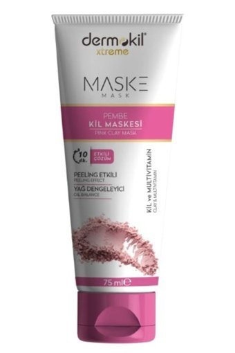 Dermokil Peeling Etkili Ve Yağ Dengeleyici Pembe Killi Nemlendiricili Soyulabilir Krem Yüz Maskesi 75 ml