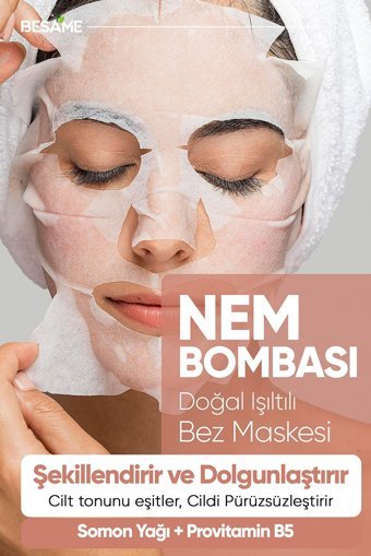 Besame Somon Yağı Hyaluronik Asit Aloe Veralı Nemlendiricili Kağıt Yüz Maskesi 10 Adet