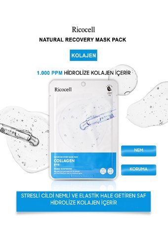 Ricocell Kollajen Içeren Sıkılaştırıcı Nemlendiricili Kağıt Yüz Maskesi 23 ml