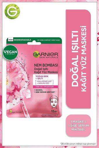 Garnier Işıltı Verici Nemlendiricili Kağıt Yüz Maskesi 3 Adet