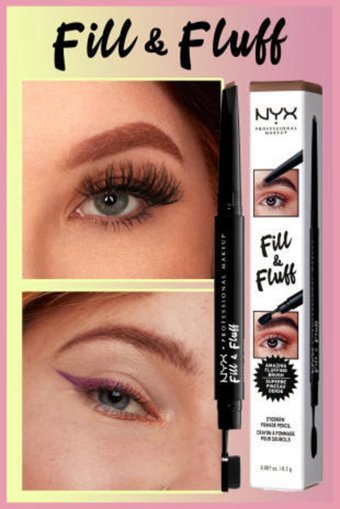 Nyx Professional Makeup Fill & Fluff Asansörlü Çift Taraflı İnce Uçlu Kaş Kalemi Kahverengi