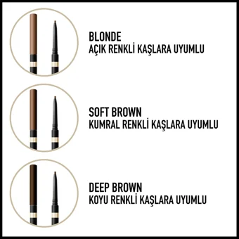 Max Factor Brow Shaper Deep Brown 30 Asansörlü Çift Taraflı Fırçalı İnce Uçlu Kaş Kalemi Kahverengi
