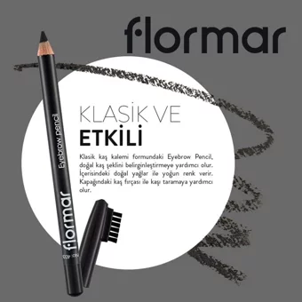 Flormar No:403 Fırçalı İnce Uçlu Suya Dayanıklı Kaş Kalemi Sedefli Siyah