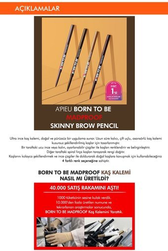 Missha Madproof Skinny Brow Pencil Asansörlü Çift Taraflı Fırçalı İnce Uçlu Kaş Kalemi Kahverengi